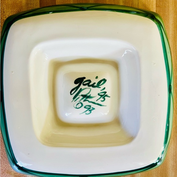 Gail Pittman Daisy Chain 9" Chip and Dip Server Hand Painted Vintage 1993/95 EUC - Picture 6 of 8